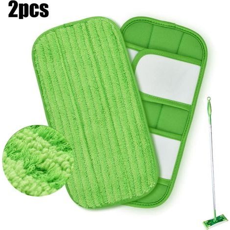 Paquet De 2 Tampons De Vadrouille En Microfibre Réutilisables Pour Recharges De Tampons À Jet Humide 12 Pouces, Tampons De Vadrouille Extra Épais Très Résistants