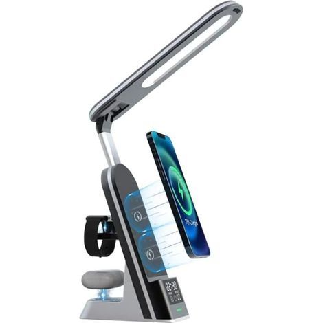 Led-schreibtischlampe, Schreibtischlampe Mit Augenschutz, Schreibtischlampe Mit Kabelloser Ladefunktion Und Usb-ladeanschluss, Faltbarer Touch-timer Mit Augensteuerung