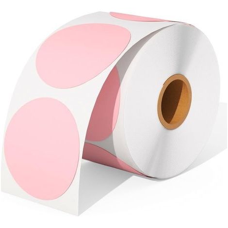 Packung Mit 500 Runden, Rosa Thermoetiketten, 5 X 5 Cm (2 X 2 Zoll), Selbstklebend, Kratz-, Wasser-, Schmutz-, Staub- Und Fettbeständig – Rosa