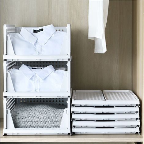 Set Mit 4 Faltbaren Aufbewahrungsboxen Aus Kunststoff – Für Küchenschränke, Transportboxen – Mit Auszugsschublade – Weiß