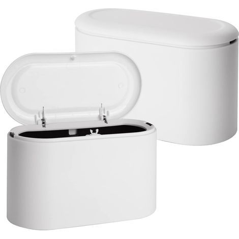 Lot De 2 Petites Poubelles De Table Avec Couvercle, Blanches, Pour Salle De Bain, Bureau, Cuisine Et Chambre, 1 Jeu