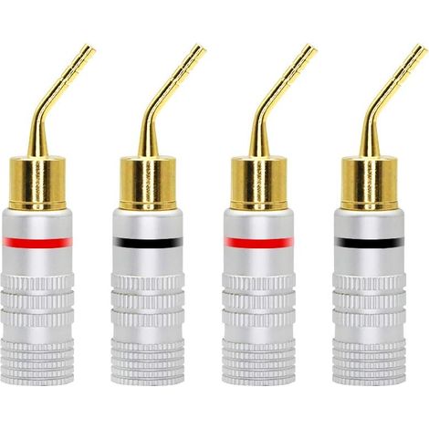 Vergoldete 2-mm-schraubbananenstecker-audio-lautsprecherstifte-adapterkabelanschluss (4 Stück)