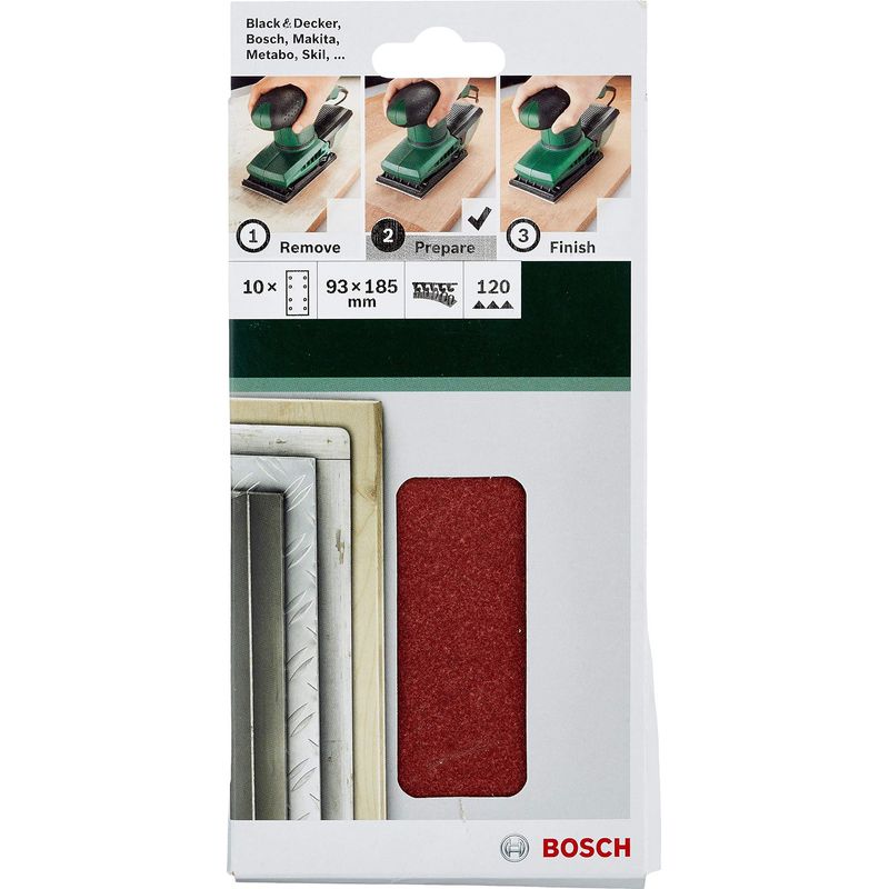 Zubehör 2609256a83 Schleifblätter Für Exzenterschleifer 93 X 185 Mm Anzahl Der Löcher 8 Körnung 120 Packung Mit 10 Blättern