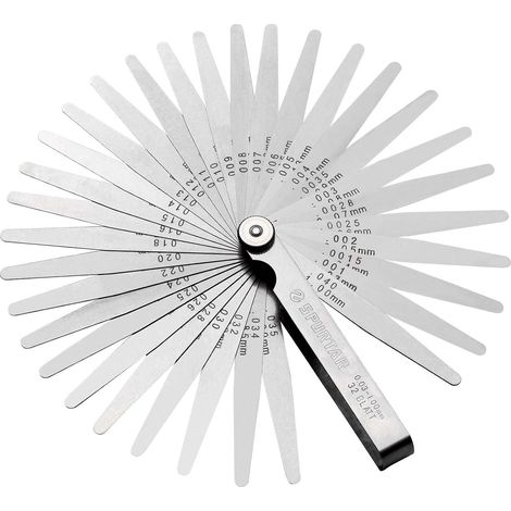 Dickenmessgerät Mit 32 Klingen, 0,03–1,00 Mm / 0,001–0,04 Zoll, Konisch – Messwerkzeug Mit Doppelter Markierung (metrisch Und Imperial) Zur Messung Der Breite Oder Dicke Von Spalten