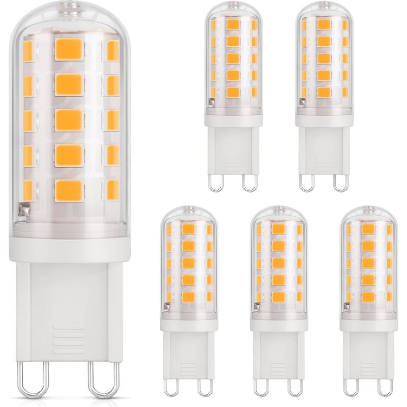 G9 3w Led-lampe, Entspricht 30w Halogen, Warmweiß 2700k, 410lm, Cri 85, Nicht Dimmbar, 230v, Energiesparend, Keramiksockel, Standard-g9-fassung, 6 Stück [energieklasse D]