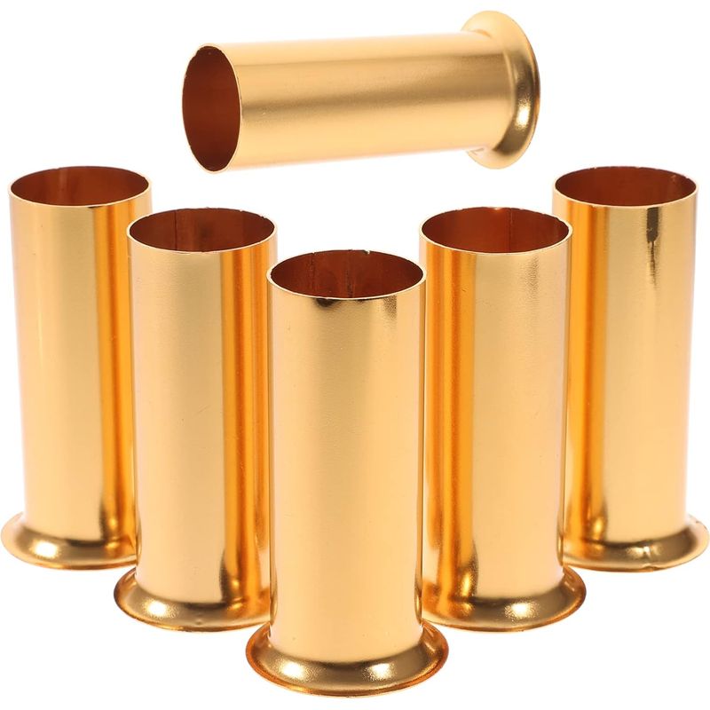Set Mit 6 Goldfarbenen Metall-kerzenfassungen Für Hängelampen, Breite Und Stabile Basis, Geeignet Für Kerzenbirnen Und Dekorative Kronleuchter