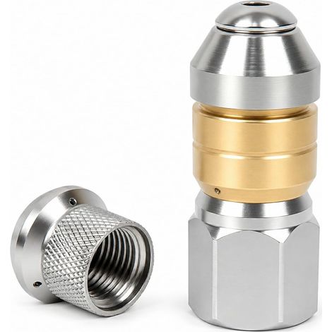 Set Mit 2 Edelstahl-rohrreinigungsdüsen (1 Starr + 1 Drehbar) 1/8"-einlass Hochdruck-abflussreinigungsdüse Zur Rohrreinigung Kärcher