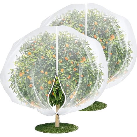 Set Mit 2 Großen 2,4 M Obstbaumnetzen Mit Reißverschluss Und Kordelzug, Wiederverwendbare Gartennetze Für Obstgärten, Höfe, Bauernhöfe Und Gärten