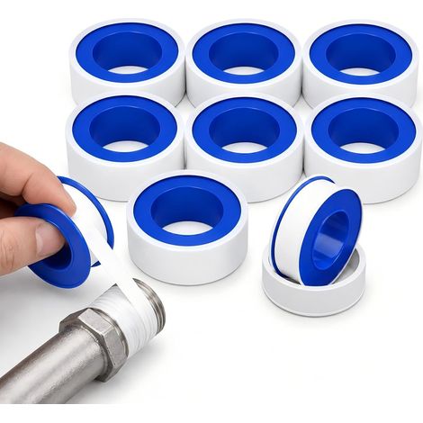 Rollen Ptfe-dichtungsband 12 Mm X 10 M, Dichtungsband Für Gewinde, Rohre, Armaturen, Wasserleitungen, Küche, Bad, Dusche, Schwimmbad, Heizung, Sanitärzubehör, Weißes Reparaturband