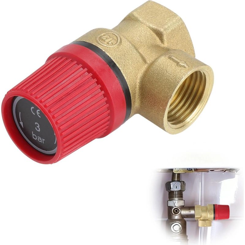 1/2" 3 Bar Sicherheitsventil Aus Messing Für Heizungsanlagen, Warmwasserbereiter Und Heizkessel, Präzise Druckregelung, Leckagefrei, Einfache Installation Für Heizungsanlagen