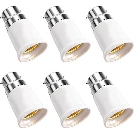 6-teiliger B22-auf-e27-adapter, Bajonettsockel-konverter B22 Auf E27, 0-250v Bajonett-auf-schraub-lampenadapter Für Led-, Glüh- Und Halogenlampen
