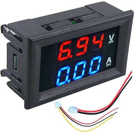 Mini-voltmeter Und Amperemeter 2-in-1 Mit Lcd-display, 48 X 29 Mm, 3–30 V, 10 A, Rotes Und Blaues Digitalmultimeter, Spannungs- Und Strommesser, Ampere-/volt-anzeige, Zweifarbendisplay