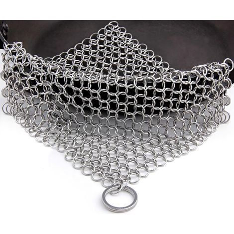 7 X 7 Zoll Edelstahl-gusseisenreiniger, Kettenhemd-scheuerschwamm Für Alle Arten Von Pfannen, Gusseisenpfannen, Grills Und Schmortöpfen