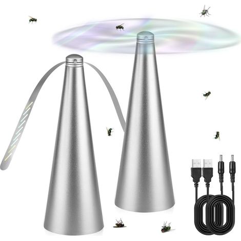 2-teiliger Hänge-fliegenventilator, Tragbarer Insektenventilator, Tisch-fliegenventilator, Usb- Oder Aa-batteriebetrieben Für Zuhause, Abendessen, Picknick Und Grillen, Silber