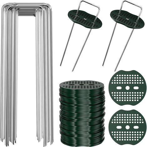 50 Verzinkte Stahl-befestigungspfähle Mit 20 Unterlegscheiben, Bodenbefestigungspfähle, Rostfreie Bodenanker, Befestigungspfahl-set, Für Unkrautvlies Und Gartenarbeit