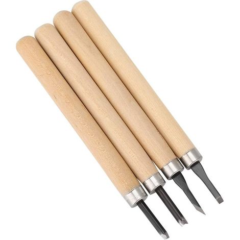 Schnitzmesser-set, Holzmeißel, 4 Professionelle Handmesser, Messerschärfer, Gummischneidematte.