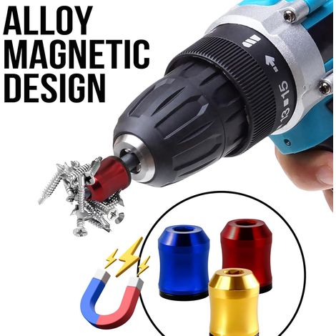 Set Mit 3 Magnetringen Für Schraubendreherbits, Abnehmbare Bithalter Für Bohrmaschinen. Universeller Bithalter Für Sechskantschraubendreher Und Schraubendreherbits. Schraubenhalter Aus Aluminiumlegier