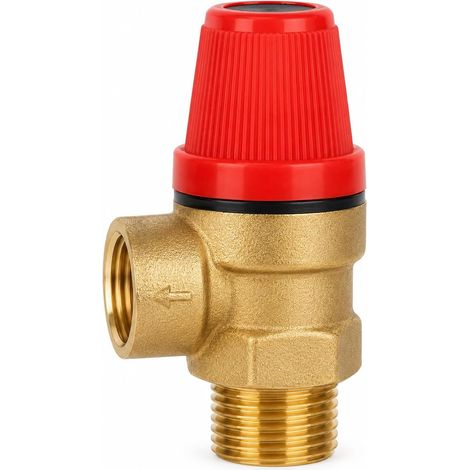 G1/2'' Sicherheitsventil, Dn15 Messing-druckbegrenzungsventil, Gewinde-federbelastetes Hänge-sicherheitsventil Für Öfen, Sicherheitsventil Für Geschlossene Warmwasserbereiter (3 Bar)