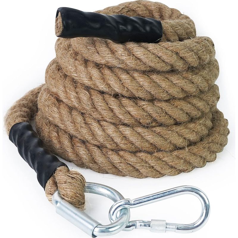 Kletterseil Mit Karabiner 30 Mm/40 Mm/50 Mm – Juteseil Für Muskeltraining, Erwachsenengymnastik 3 M/4 M/5,5 M/6 M/7,5 M/9 M