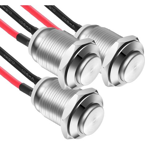 Stück Selbstverriegelnde, Wasserdichte Edelstahl-drucktaster Ein/aus 12 Mm 2 A 12 V/24 V/125 V/250 V Mit Kabel (nach Oben Gerichtet)