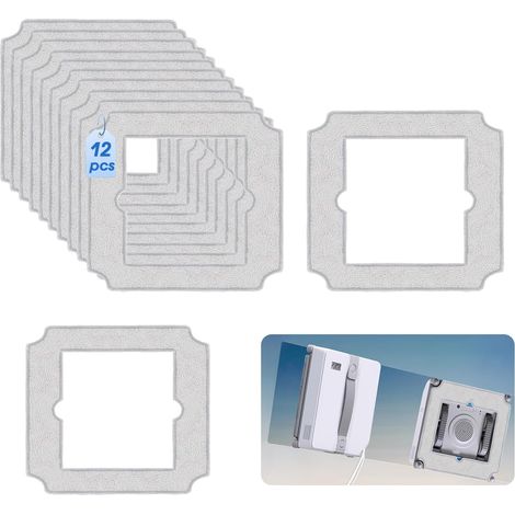 12-teiliges Ersatz-wischmopp-set, Kompatibel Mit Ecovacs Winbot Mini, Mikrofaser-fensterreinigungsrobotertücher Für W-cc02-0012, Waschbare Reinigungstücher, Hochsaugfähige Fensterreinigungstücher