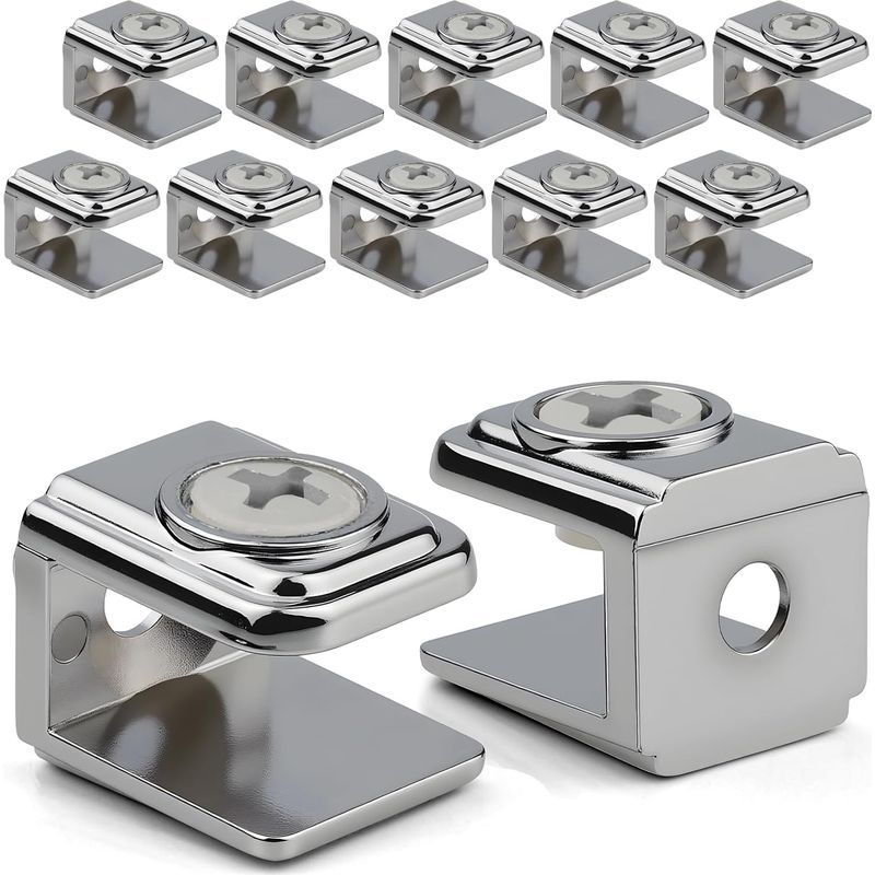 12 Verstellbare Glasregalhalterungen, Glasklemmen Aus Zinklegierung, Regalklemmen Für 5-10 Mm Platten, Acrylglasplatten, Regale, Spiegel, Bürotrennwände