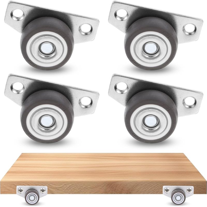 Set Mit 4 Flachen Lenkrollen Aus Edelstahl, Geeignet Für Büros, Küchenmöbel, Tische, Schubladen, Wagen, Schränke Und Regale.