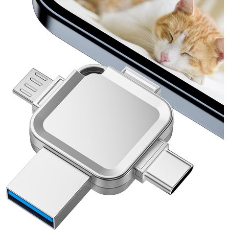 【ohne Anwendung】 256 Gb Usb-stick, Yueflue 4-in-1 Usb-stick Für Smartphones Mit Ios/pad/android/pc, Ganzmetall-kreuz-usb-stick Speichert Mehr Fotos Und Videos.