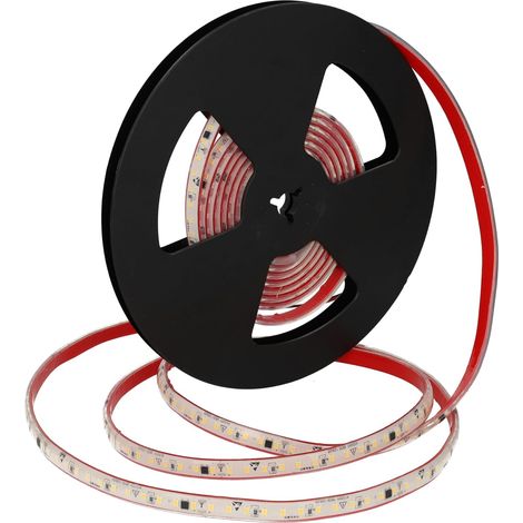 Selbstgleichrichtender Led-streifen, 220 V, 12 W/m, 600 Leds, 5500 Lm, Kürzbar Und Selbstklebend, 10 Mm Breit, Ip65, Ideal Für Außenbeleuchtung Und Dekoration, 5 M Rolle (kaltweiß) [energieklasse]