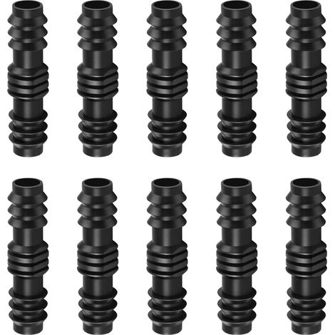 Packung Mit 10 Schwarzen, Geriffelten Kunststoff-gartenschlauchverbindern, 13 Mm, Gerade Verbinder Für Garten-tropfbewässerungssysteme