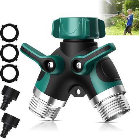 2-wege-bewässerungsverteiler Mit 3/4"-schlauchanschluss, Einstellbarem Und Arretierbarem Wasserdurchflussregler Für Gartenbau Und Blumenanbau