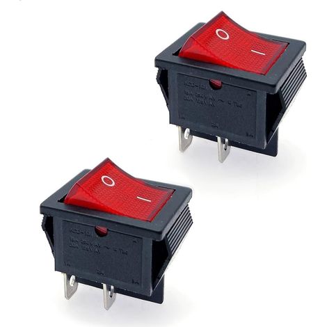2x Ein/aus-wippschalter 16a 250v 20a 125v Ac Mit Roter Kontrollleuchte, 2 Positionen, 4 Anschlüsse, Dpst, 4-poliger Rechteckiger Drucktaster Kcd