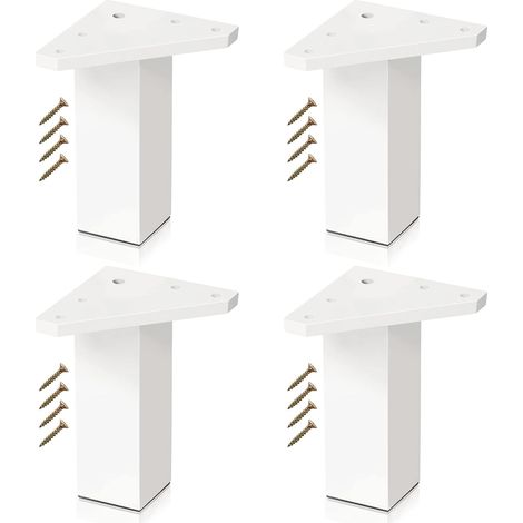 ✮ Möbelfüße ✮ Set Mit 4 Füßen Inklusive Schrauben - Weiß, 10 Cm - Couchtischfuß, Badezimmermöbelfuß, Küchenfuß, Tv-ständerfuß (4er-pack)