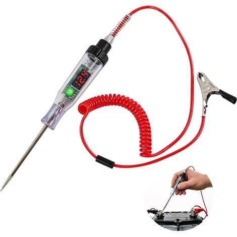 12-120v Kfz-spannungsprüfer Mit Digitaler Led, Elektrischer Diagnosestift Für Autos, Lkws Und Motorräder, Isolierte Krokodilklemme, Federkabel Für Sicherungen Und Stromkreise