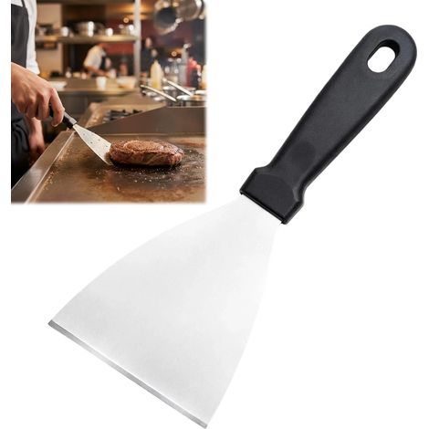 Professioneller Dreieckiger Spatel Aus Edelstahl, Grillplatten- Und Teigschaber, Ergonomischer Griff, 12 X 12 Cm, Spülmaschinenfest