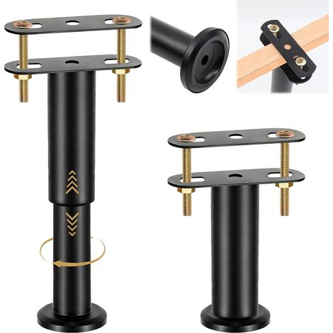 Set Mit 2 Verstellbaren Bettbeinen (18–32 Cm) – Ersatzteile – Mittelstange Aus Stahl Mit Rutschfestem Gummi – Stabile Und Geräuscharme Bettbeine Für Möbel