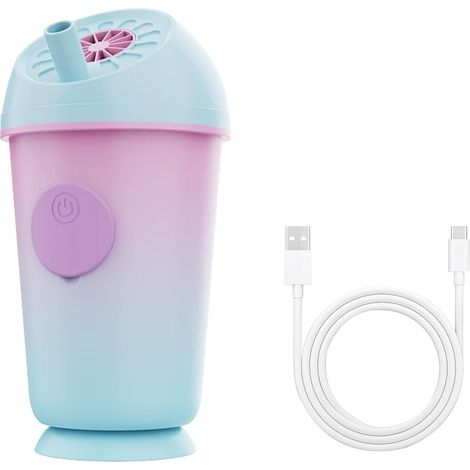 Mini-ventilator In Tassenform Mit Sprühfunktion, Multifunktionales Usb-handkühlgerät, Kleiner Wiederaufladbarer Ventilator Für Outdoor, Büro Und Reisen (blau-rosa)
