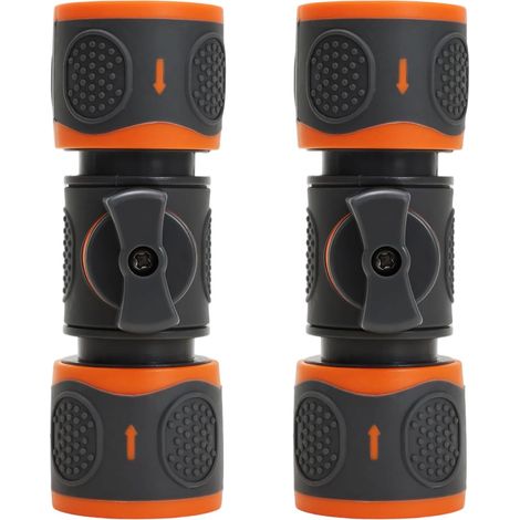 Set Mit 2 Universal-schlauchverbindern Mit Hahn – Kompatibel Mit 1/2" & 3/4" (12/19 Mm) – Gardena-anschluss – Sofortige Wasserabsperrung Für Bewässerung Und Hochdruckreinigung