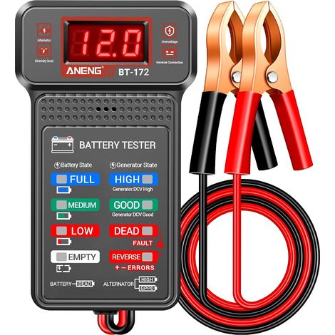 Autobatterietester, 12 V, Digitaler Lichtmaschinen-ladeanalysator, Voltmeter Mit Lcd- Und Led-anzeige, Spannungsanzeige Für Autos Und Elektrowerkzeuge