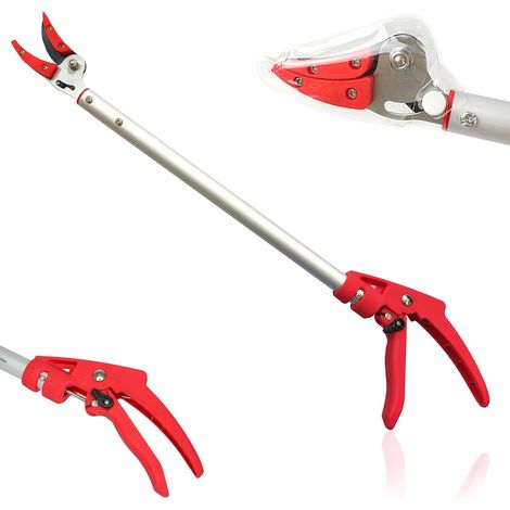 Langstielige Astschere 64 Cm – Teflonbeschichtete Klinge, Ambossgriff, Schneidet Weichholz Bis 1 Cm, Leichter 306 G Aluminiumgriff, Ergonomischer Griff, Sicherer Verriegelungsmechanismus – Gartenscher