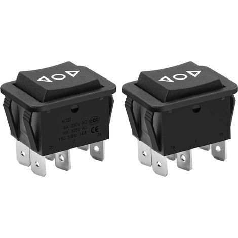 Set Mit 2 Ein/aus-wippschaltern, Dpdt-rückschalter, 6 Anschlüsse, 16 A, 250 V Ac, Schwarz
