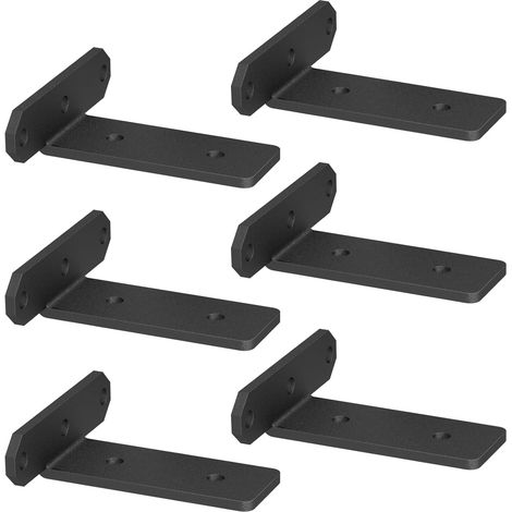 6er-set 15 Cm Wandregalhalterungen, Robuste, Unsichtbare Befestigung, L-förmige Metallhalterung Für Schwebende Regale, Geeignet Für Zuhause, Küche, Wohnzimmer Und Garage – Schwarz