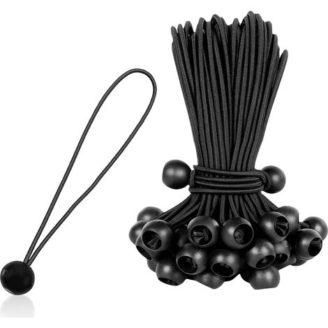 20 Stück 30 Cm Elastische Planenspanner - Schwarze Kugelgummiseile Mit Befestigungskugeln Für Planen - Für Zelte, Banner, Markisen