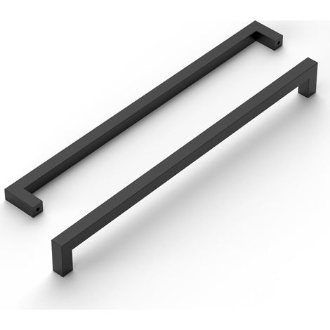 Set Mit 5 Möbelgriffen, 320 Mm Lochabstand, Schwarzer Edelstahl, Für Schränke, Schubladen Und Küchenschränke