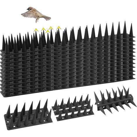 Taubenabwehrspitzen Aus Kunststoff (4 M, 12 Stück, Schwarz) – Set Mit 24 Schrauben Und 24 Kabelbindern – Für Balkone, Dachrinnen Und Geländer – Gegen Möwen Und Katzen