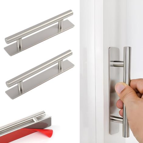 2-teilige Selbstklebende Möbelgriffe, 150 Mm, Edelstahl, Bohrfreie Klebegriffe Für Schränke, Kleiderschränke, Türen, Schubladen, Küchen Und Badezimmer, Silberfarben