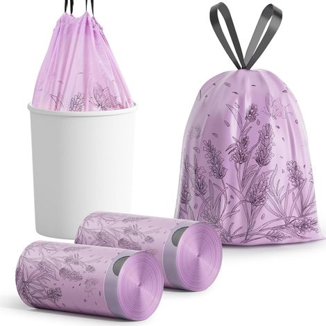 100er-packung Dicke, Nach Lavendel Duftende Müllbeutel – Kleine Müllbeutel Mit Kordelzug – Praktisch Für Unterwegs – Reißfest Und Auslaufsicher – Kein Einreißen Nötig – Für Wohnzimmer, Küche Und Büro