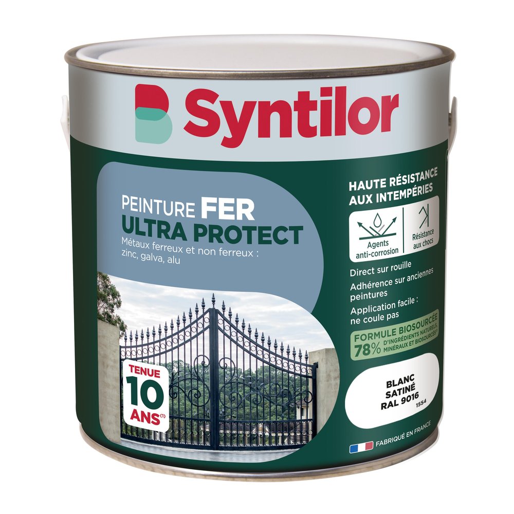 Ultra Protect Syntilor Satinweiße Außenfarbe Für Eisen Und Aluminium, 2 L Syntilor