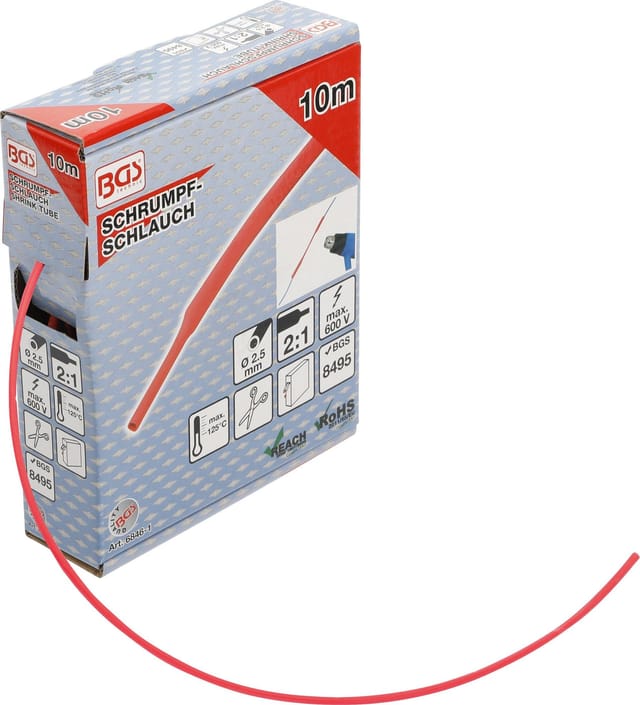 Bgs Technic - Schrumpfschlauch-Box rot ø 2,5 mm 10 m