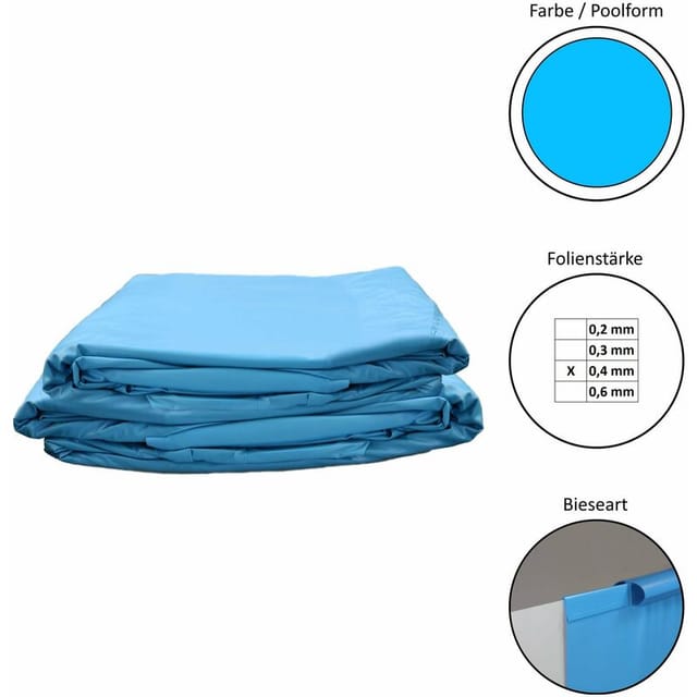 Pool Ersatzfolie rund in versch. Größen - Dicke 0,4mm - Tiefe 120 cm - blau - Einhängebiese 450x120cm